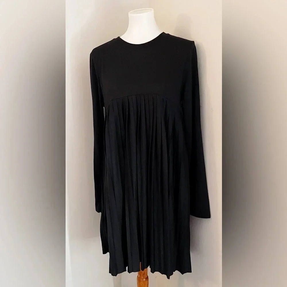 ASOS pleated dress off black size 12 classic preppy back to school art t…